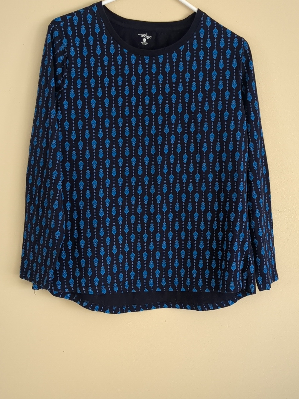 XL Great Northwest Indigo Blue Print Long Sleeve Shirt Top